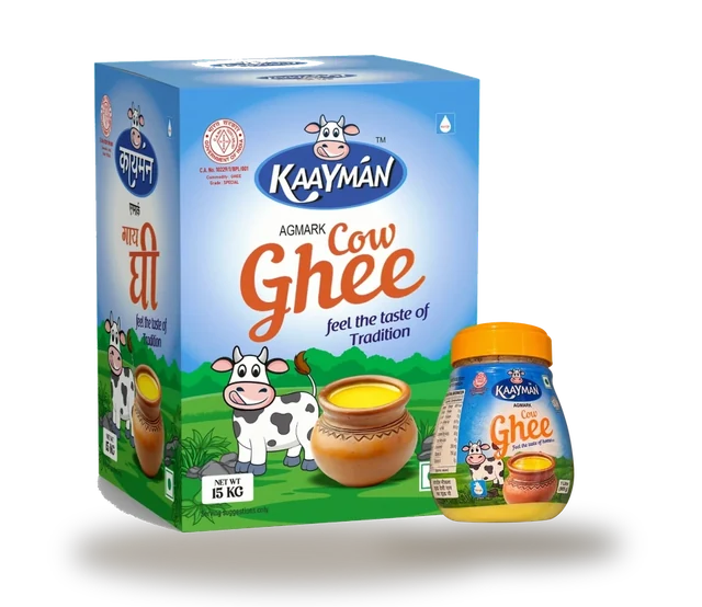 Kaayman Cow Ghee 15 kg tin with the 1 litre jar
